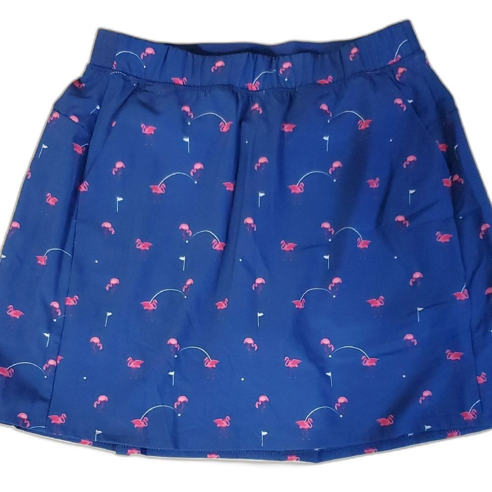 Kyodan Golf NWOT Blue/Pink Flamingo Print Elastic Waist Quick Dry Skort Size XS